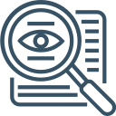 icon of an eye on a document, representing transparency
