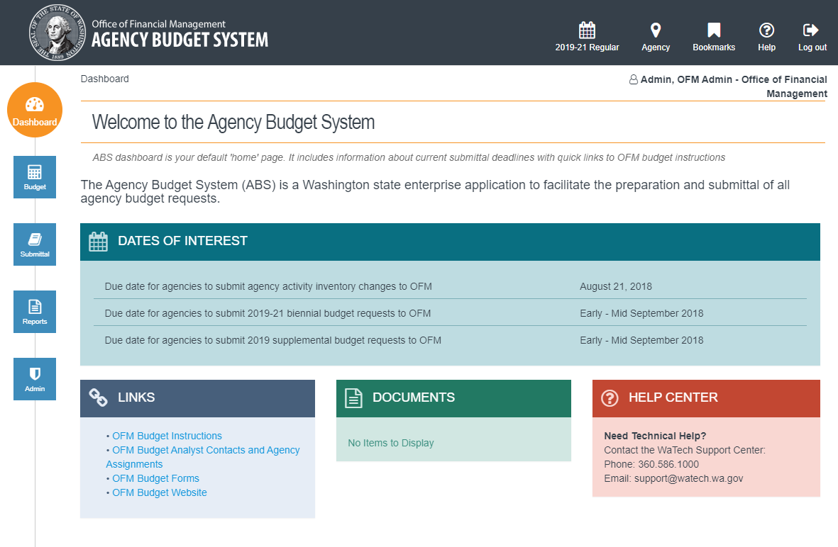 Screenshot of new budget system