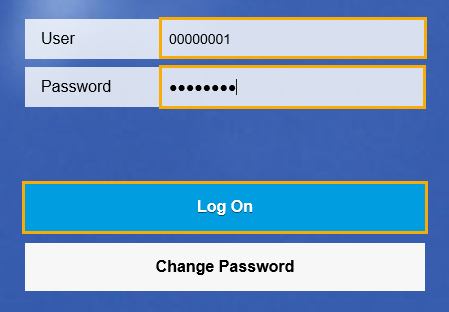 User name and password fields are displayed with mock data. Log On button is highlighted below.