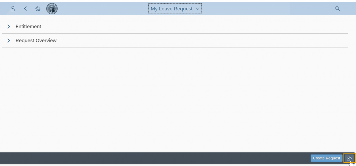 My Leave Request window with Act of behalf of another employee button highlighted