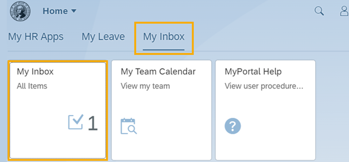 My inbox tile (with 1 item to approve)