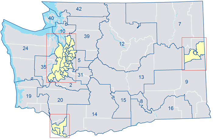 Map of the legislative districts in Washington
