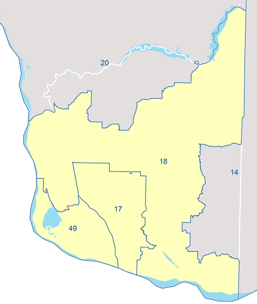 Map of the legislative districts in the Vancouver area.