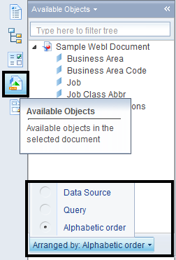 List of available objects graphic List of available objects graphic