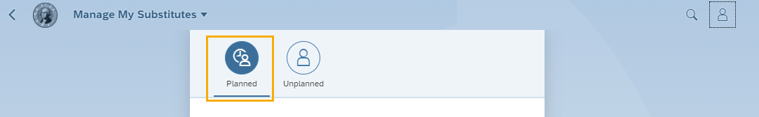 Manage My Substitutes window with Planned icon highlighted