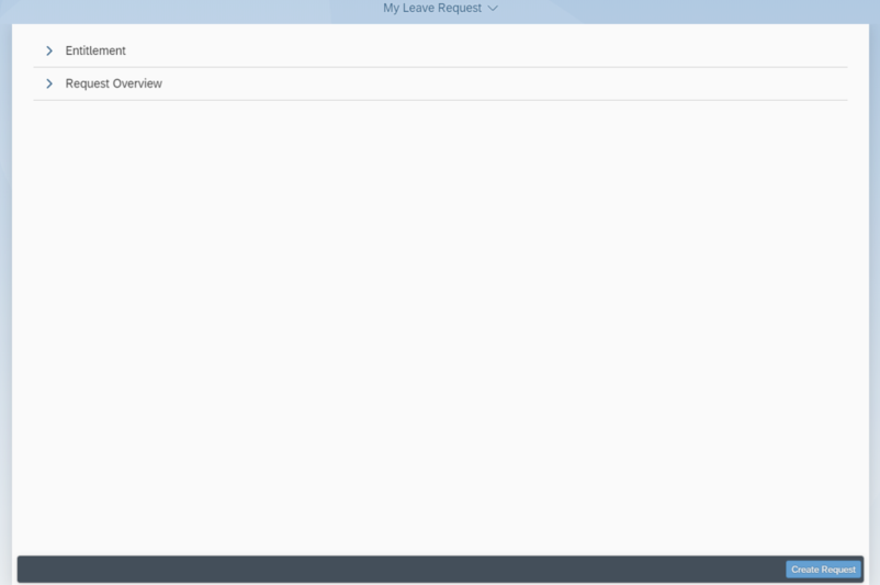 My Leave Requests screen showing Entitlement and Request Overview options