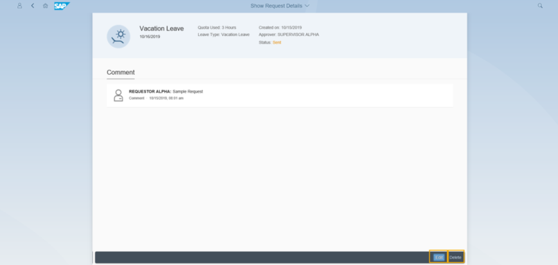 Show Request Details page open with comment section.
